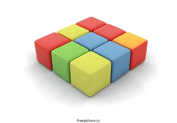 Colorful Cubes 3D Rendering Abstract Background