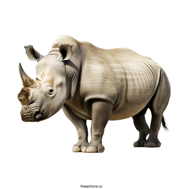 [Transparent Background PNG]White Rhinoceros Standing On White Background