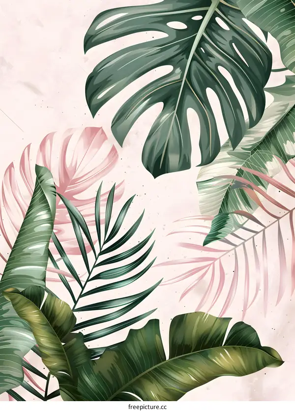 Tropical Leaves Watercolor Illustration