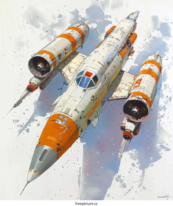 spaceship illustration painting