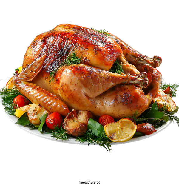 [Transparent Background PNG]Roasted Turkey Dinner Plate