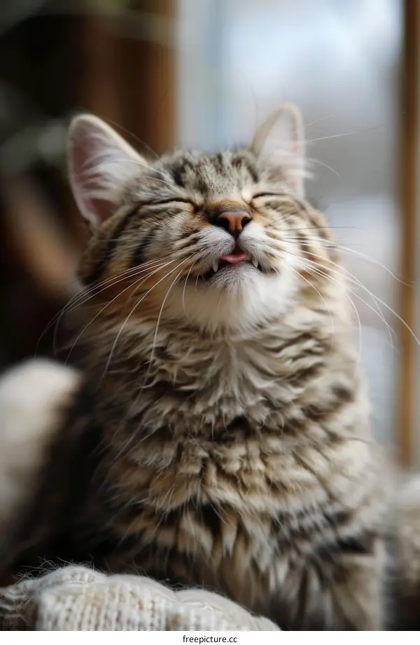 Ginger Cat on White Cloth Sticking Out Tongue