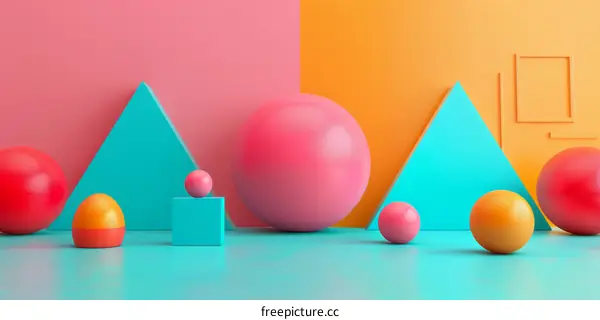 Vivid 3D Geometric Shapes Render