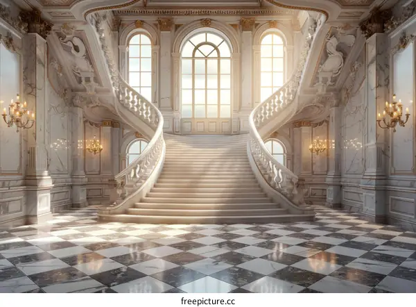 Elegant Grand Staircase in a Luxurious Palace