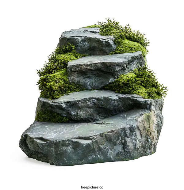 Artistic Stone Steps with Lush Greenery