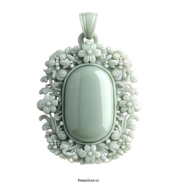 [Transparent Background PNG]Delicate Floral Pendant with Gemstone