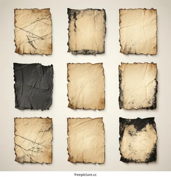 Collection of various old grunge paper textures