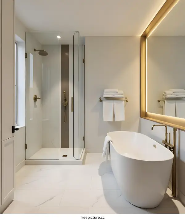 Modern Luxury Bathroom with Elegant Tub and Shower