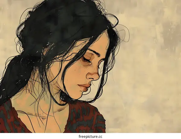 portrait of a young woman with long dark hair