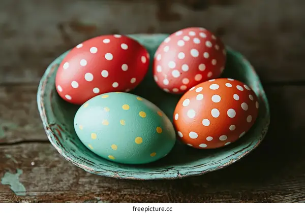 Easter Eggs in a Vintage Dish