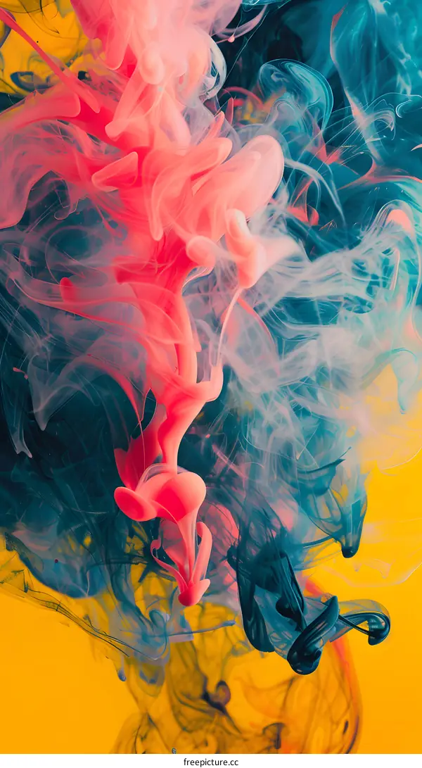 Abstract Colorful Ink Swirls in Water