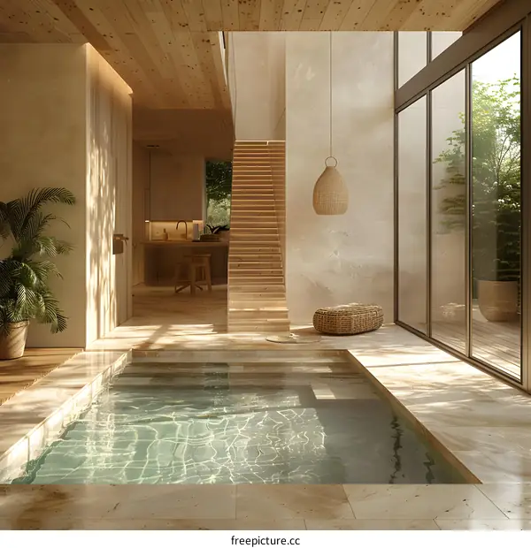 Modern Minimalist Home Interior with Indoor Pool