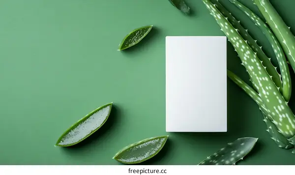 Aloe Vera Plant Leaves and Blank Packaging Mockup