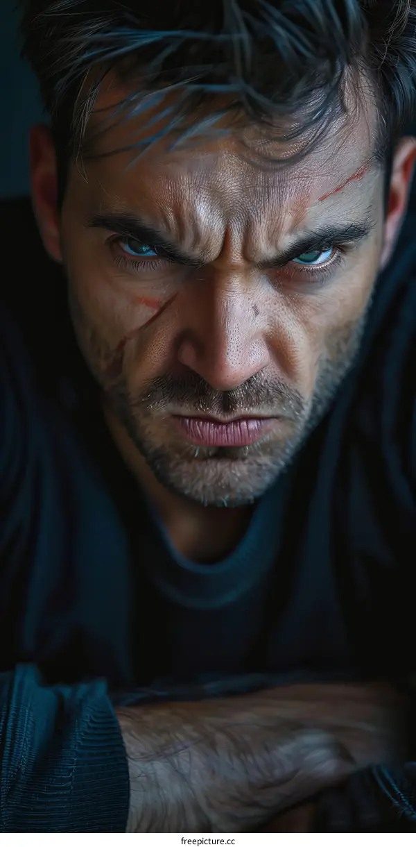 Close Up Portrait of a Serious Man