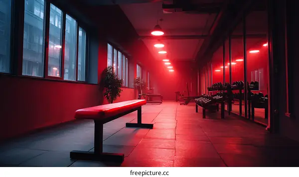 Red Lit Gym Interior Design