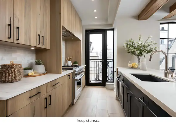 Modern Farmhouse Kitchen Design with Large Windows