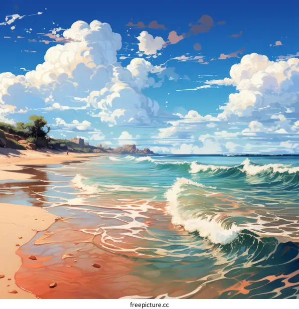 Beach, sea, sky, sand, water