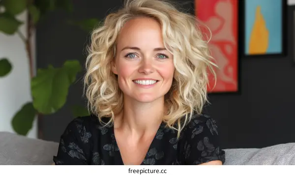 Portrait of a Smiling Caucasian Woman