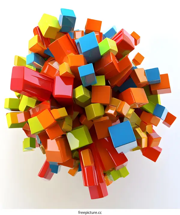 Abstract Colorful 3D Geometric Shapes Background