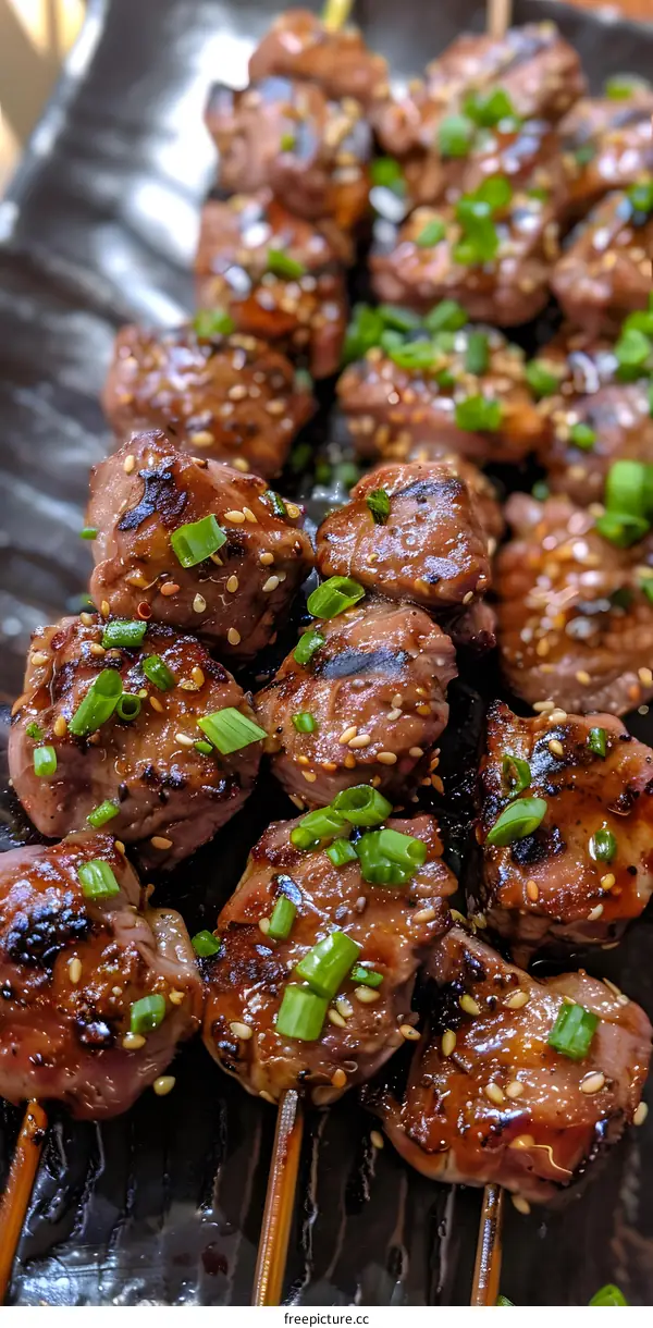 Grilled Beef Skewers with Sesame Seeds and Green Onions