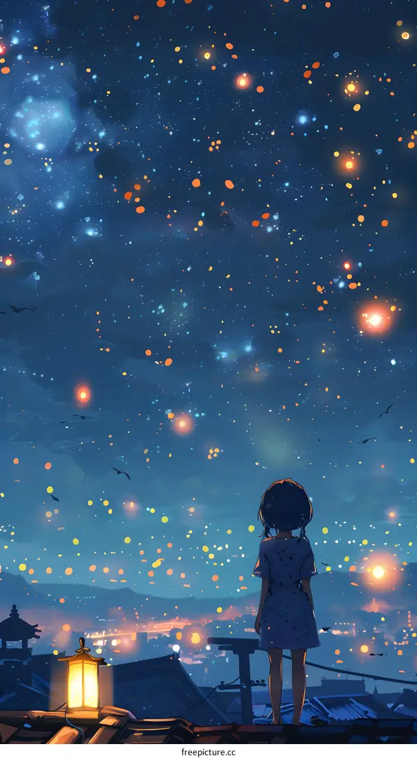 girl watching the starry sky