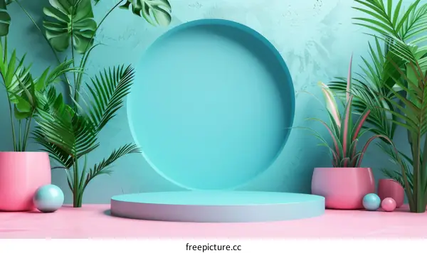 Modern Minimalist Plant Display with Pastel Colors