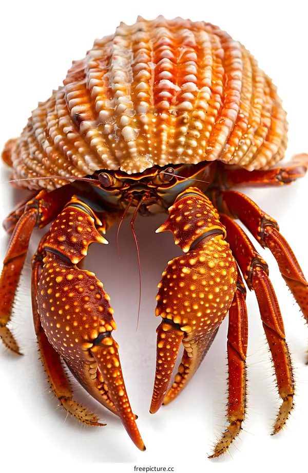 Strawberry Hermit Crab on White Background
