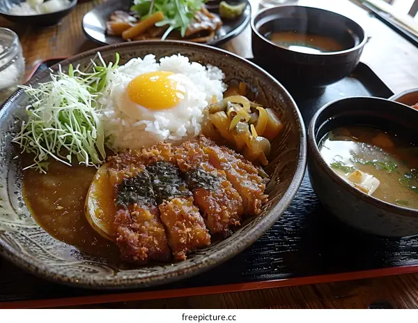 Japanese curry with fried pork cutlet