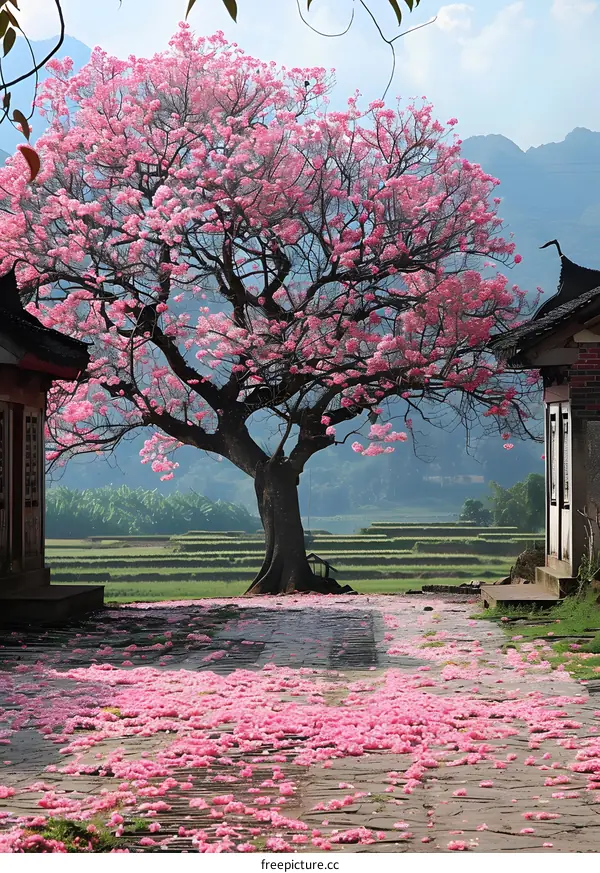 Pink Trumpet Tree in Bloom