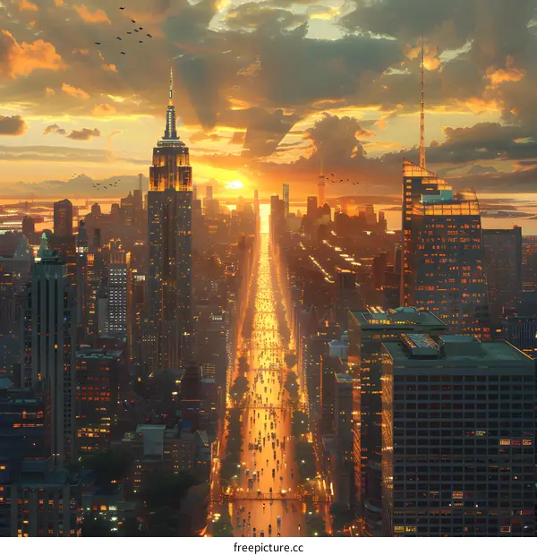 Dusk Vista of the City's Skyline