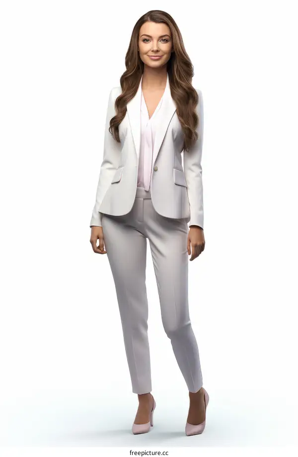 Businesswoman wearing cream suit