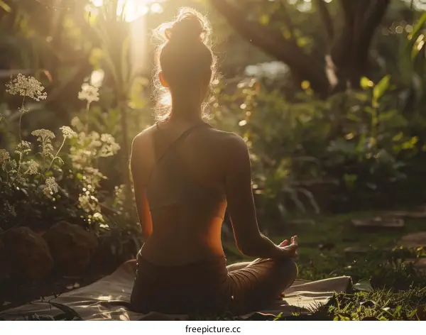 Young woman practicing yoga in nature