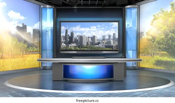 Modern Virtual Studio Setting for News Broadcasting