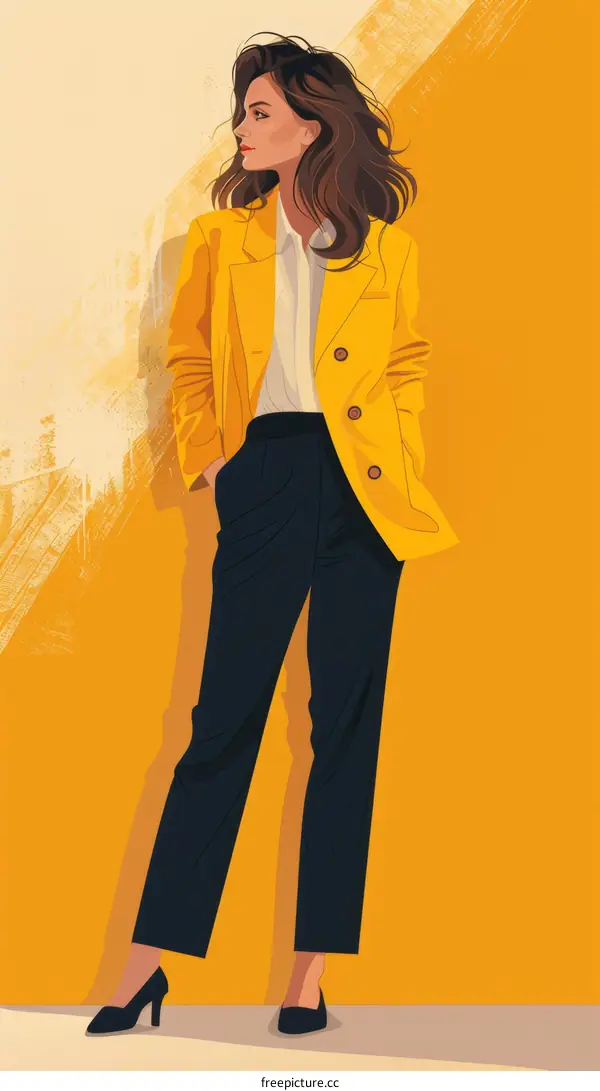 Confident business woman in a yellow blazer