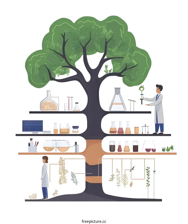 The Science of Nature Illustration With Two Scientists