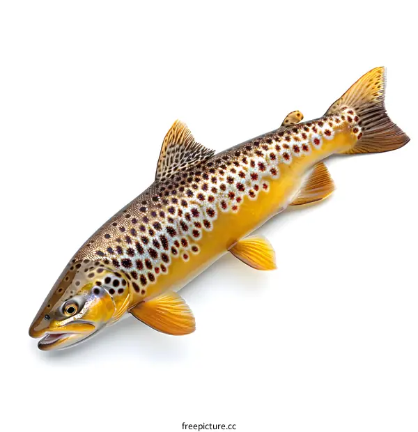 Brown Trout Fish Isolated on White Background