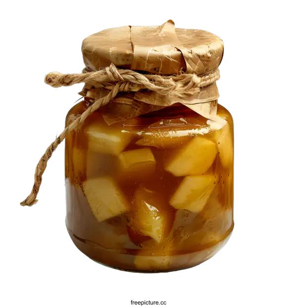 [Transparent Background PNG]Jar of Apple Jam on White Background