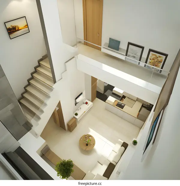 Modern Interior Design with Staircase and Open Living Space