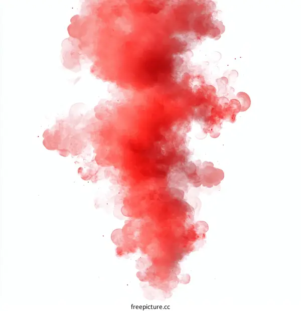 Abstract Red Powder Explosion on White Background
