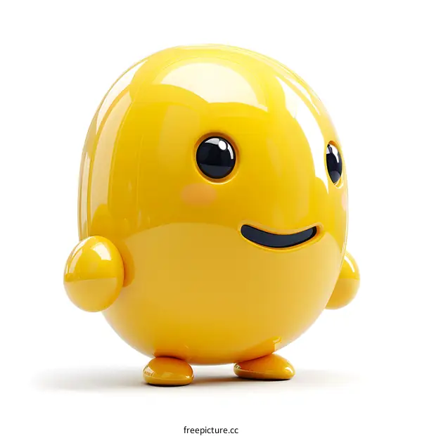 A 3D rendering of a yellow cartoon character