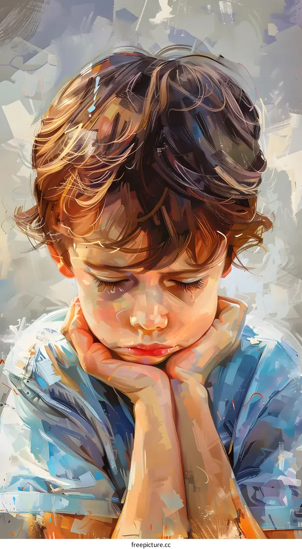 Young Boy Portrait Painting  in Colorful Strokes