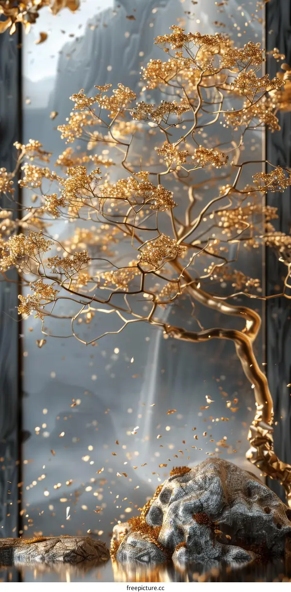 Golden Tree of Dreamscape Illustration