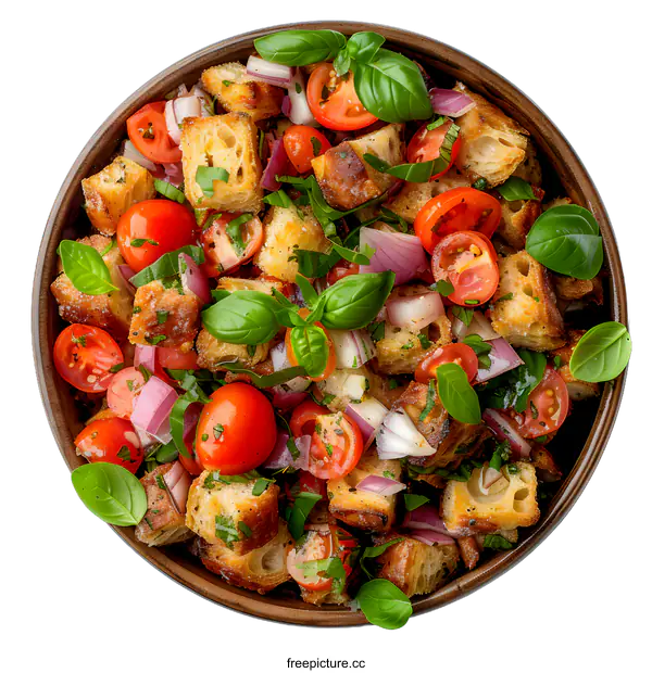 [Transparent Background PNG]Panzanella Salad in a Bowl