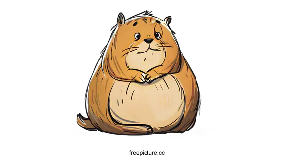 [Transparent Background PNG]Cute Cartoon Groundhog Sitting on White Background