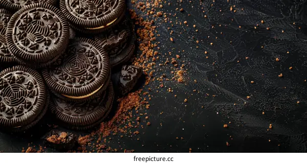 Chocolate Chip Cookies on Black Background