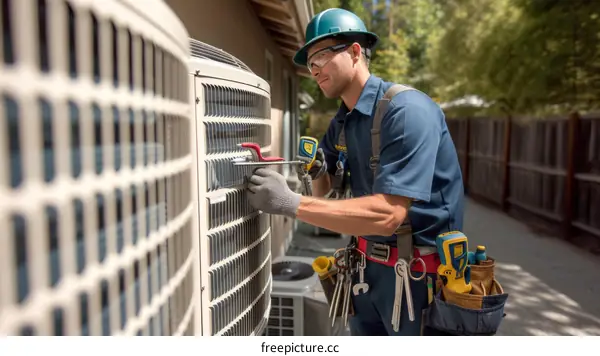 technician repairing an air conditioner