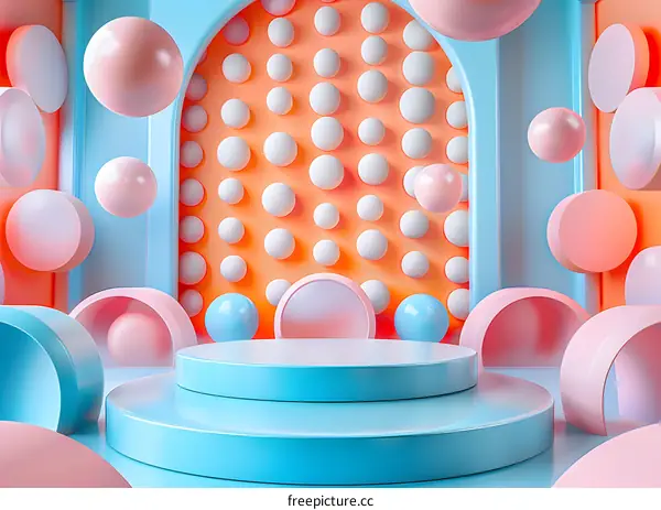 Abstract Archway with Geometric Shapes and Podium