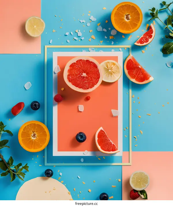 Colorful Food Photography With Citrus Fruits and Berries