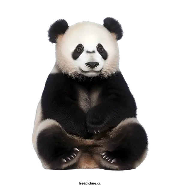 [Transparent Background PNG]Cute Panda Bear Sitting Isolated on White Background