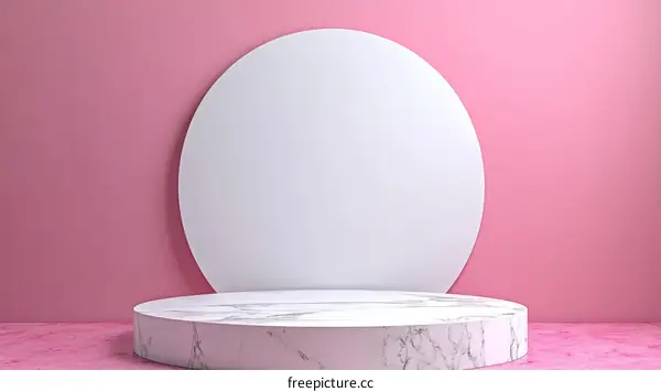 Pink and White Marble Display Podium